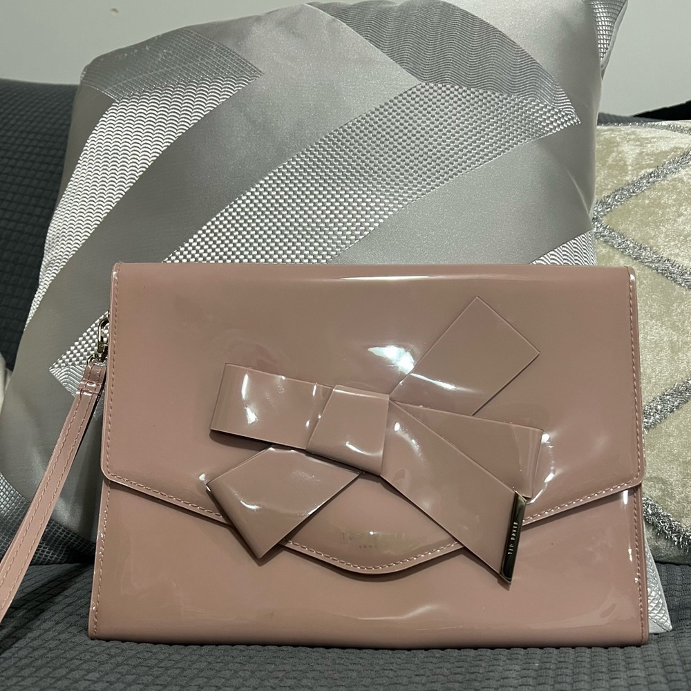Ted Baker London Glossy Pink Bow Wristlet
